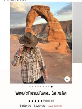 Women's Fireside Flannel Button-Down Shirt - Cattail Tan NEW NWT